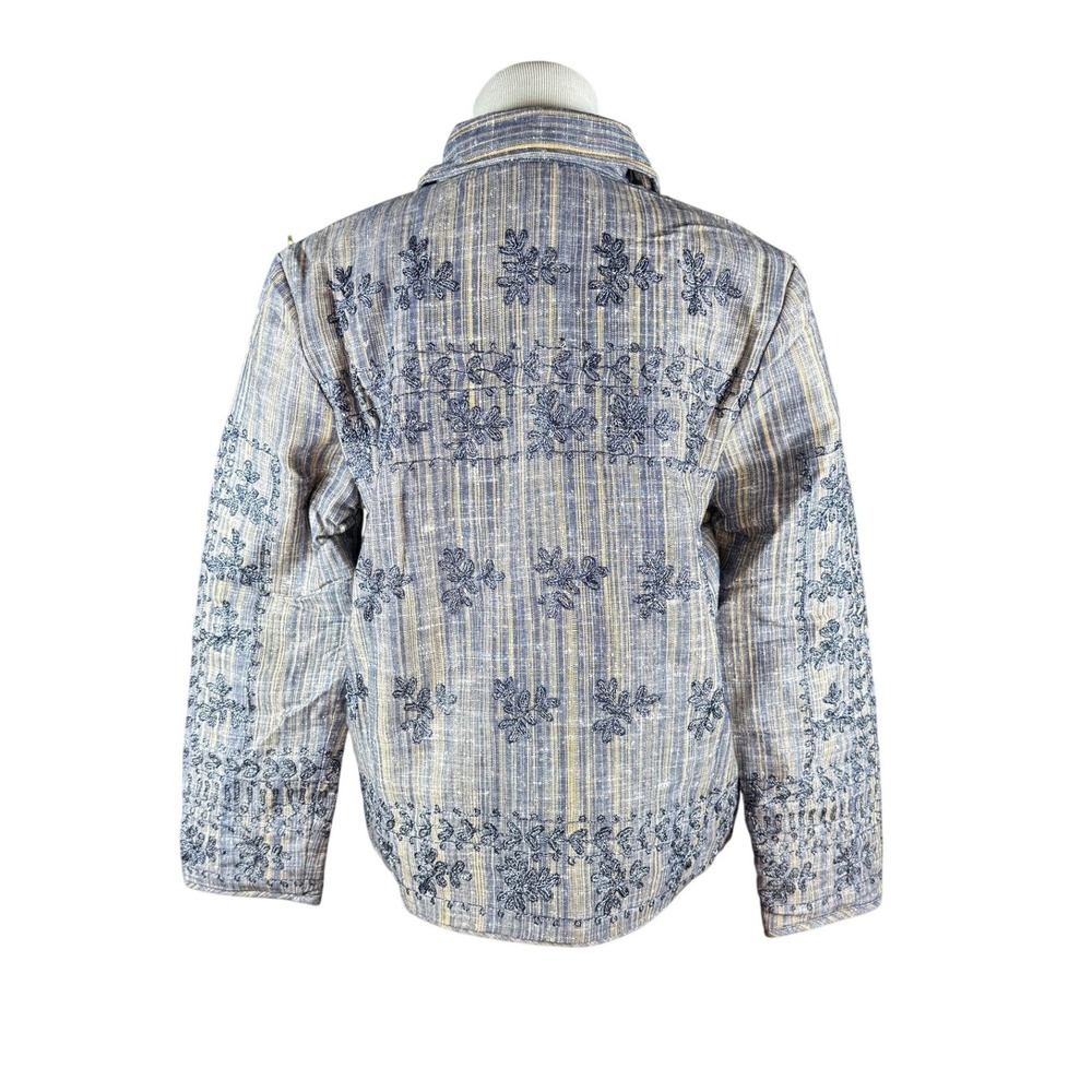 Young Threads Kanta Boho Western Cottage Patchwork Blue Embroidered Jacket Large - Picture 5 of 9